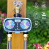 imageAQUASTAR TwoZone Hose Watering Timer Yellow Automatic Irrigation for Lawn Garden Yard Two OutletsBlue