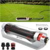 imageEden 96216 Heavy Duty Metal 3Way Oscillating Sprinkler for Large Lawn and Garden WQuick Connect Starter SetWith Triple Nozzle Switches