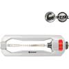 imageEden 96218 Heavy Duty Turbo Oscillating Sprinkler Covers Up to 3700 sq ft 18 Brass Nozzles Weighted Aluminum Base Adjustable Range Quick Connect Bundle Silver Red BlackMetal
