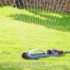 imageEden 96218 Heavy Duty Turbo Oscillating Sprinkler Covers Up to 3700 sq ft 18 Brass Nozzles Weighted Aluminum Base Adjustable Range Quick Connect Bundle Silver Red BlackPlastic