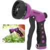 imageAQUASTAR Blue Garden Hose Heavy Duty Metal High Pressure FrontTrigger 7Pattern Nozzle Sprayer for Garden Lawns Plantes Showering PetsampampOutdoor fun Cleaning and Car WashingPurple