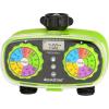 imageAQUASTAR TwoZone Hose Watering Timer Yellow Automatic Irrigation for Lawn Garden Yard Two OutletsGreen