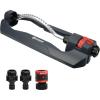 imageEden 96212 Turbo Oscillating Sprinkler Covers Up to 4499 sq ft 18 Precision Nozzles Weighted Base Flow and Width Controls Adjustable Range Triple Nozzle Switches Quick Connects FiltersCovers up to 4 000 sq ft