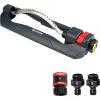 imageEden 96218 Heavy Duty Turbo Oscillating Sprinkler Covers Up to 3700 sq ft 18 Brass Nozzles Weighted Aluminum Base Adjustable Range Quick Connect Bundle Silver Red BlackPlastic