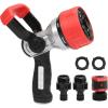 imageEden 96806 Heavy Duty Metal Fireman Hose Nozzle Water Nozzle w 7 Spray Patterns High Pressure Garden Hose Sprayer w Quick Connect Set for Watering PlantsGarden Lawn