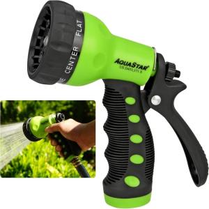 imageAQUASTAR AS73371 7Pattern Rear Trigger Nozzle Orange Hose Water Sprayer Lawn Yard GardenGreen