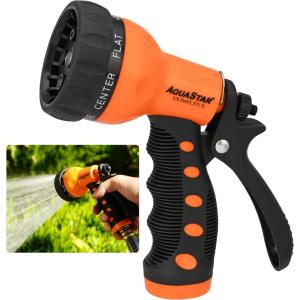 imageAQUASTAR AS73371 7Pattern Rear Trigger Nozzle Orange Hose Water Sprayer Lawn Yard GardenOrange