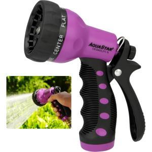 imageAQUASTAR AS73371 7Pattern Rear Trigger Nozzle Orange Hose Water Sprayer Lawn Yard GardenPurple