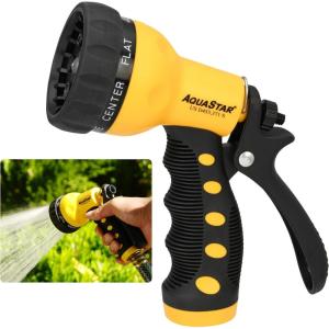 imageAQUASTAR AS73371 7Pattern Rear Trigger Nozzle Orange Hose Water Sprayer Lawn Yard GardenYellow