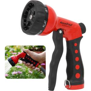 imageAQUASTAR Blue Garden Hose Heavy Duty Metal High Pressure FrontTrigger 7Pattern Nozzle Sprayer for Garden Lawns Plantes Showering PetsampampOutdoor fun Cleaning and Car WashingRed