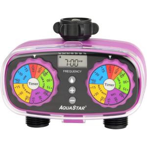 imageAQUASTAR TwoZone Hose Watering Timer Yellow Automatic Irrigation for Lawn Garden Yard Two OutletsPurple