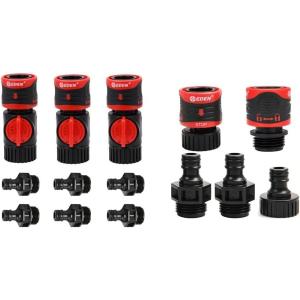 imageEden 93218 Premium Garden Connect 3 Sets 9 Pc ampamp 95210 Premium Garden Hose Fitting Quick Connect with Water Stop ampamp Lock Feature 5 pc Set9pc Set