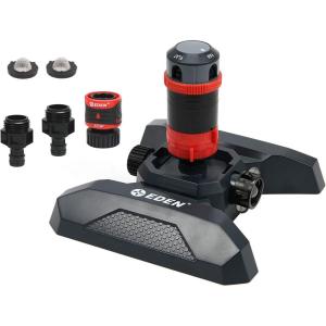 imageEden 94123 4Pattern Adjustable Mobile Rotary Gear Drive Sprinkler WQuick Connect Starter Set 360 Degree CoverageRotary