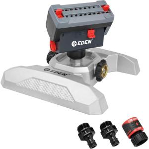 imageEden 94127 Adjustable 4Way Mini Turbo Oscillating Sprinkler WQuick Connect Starter Set Metal 20 Nozzle Covers up to 4250 sq ftStarter Set