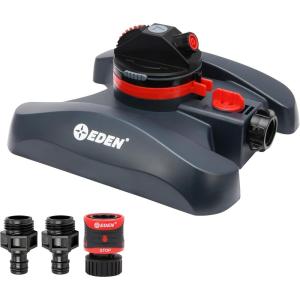 imageEden 94134 2Pattern Turbo Gear Drive Sprinkler for Yard wQuick Connect Starter Kit Flow Control with Removable Filter 360 Degree Coverage2 Pattern with Filter Washer