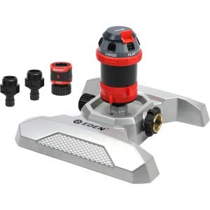 imageEden 94156 PRO Metal Telescoping Tripod Adjustable 6Pattern Mobile Rotary Gear Drive Garden Sprinkler for Yard WPremium Quick Connect Starter Set6Pattern Metal Base