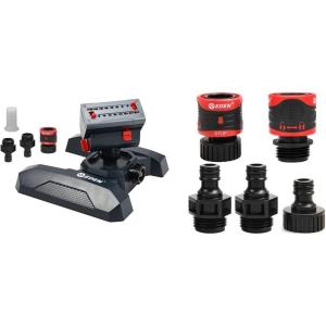imageEden 95124 Adjustable 4Way Mini Turbo Oscillating Sprinkler WQuick Connect Starter Set Covers up to 4069 sq ft Heavy Weight BaseUpgraded