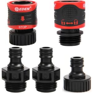 imageEden 95210 Premium Garden Hose Fitting Quick Connect with Water Stop ampamp Lock Feature 5 pc Set