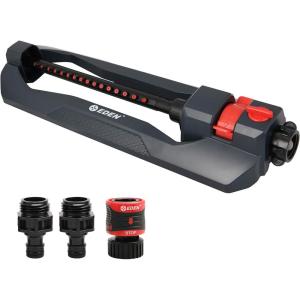 imageEden 96213 Lawn ampamp Garden Essential Oscillating Sprinkler  Water Sprinkler for YardCovers up to 3600 sq ft Heavy Weight Base16 Nozzles with Flow and Range Control