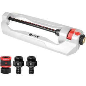 imageEden 96213 Lawn ampamp Garden Essential Oscillating Sprinkler  Water Sprinkler for YardCovers up to 3600 sq ft Heavy Weight Base20 Nozzles Metal with Flow and Range Control