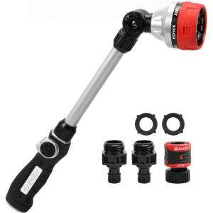 imageEden 96617 18 Heavy Duty Metal 7 Pattern Adjustable Garden Hose Water Sprayer Wand with Pivoting Head Shut Off Thumb Control Feature with Quick Connect Starter Set