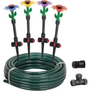 imageEden 97065 Daisy AboveGround 50 Ft Garden Hose and Sprinkler System DIY Plant Watering SetDaisy