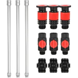imageEden 99989 MultiAdjustable Sprinkler with Metal Extension Set 12 pcs Connects to Most Standard 12 inch Threaded Lawn and Garden Watering System