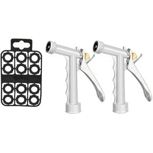 image:imageEden 92036 Metal 3 Pattern Rear Trigger Nozzle with Shower Head  4 Spray Patterns HeavyDuty Zinc Alloy Water Sprayer SilverDual Pack